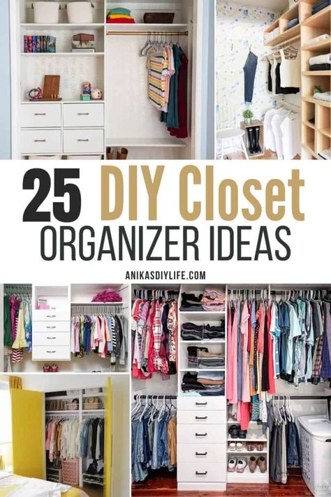 Build Closet Organizer, Organizing Apartment, Room Ideas Office, Diy Closet Organizer, Closet Organizer Ideas, Small Closet Makeover, Diy Closet System, Diy Custom Closet, Closet Room Ideas