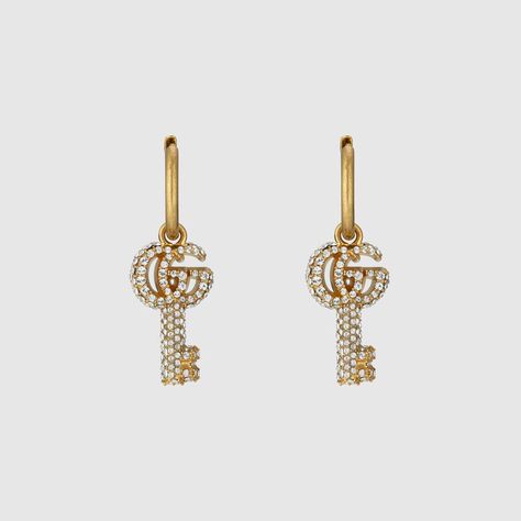 Shop the Double G key earrings with crystals at GUCCI.COM. Enjoy Free Shipping and Complimentary Gift Wrapping. Gucci Jewelry Earring, Expensive Outfits, Black Crystal Earrings, Key Earrings, Earrings With Crystals, Fall Rings, Dazzling Earrings, Gucci Gifts, Woman Jewelry