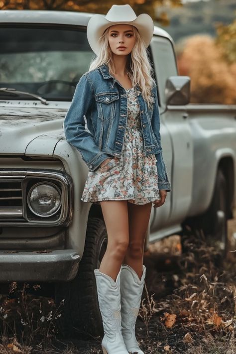 40+ On-Trend Tall Cowboy Boots Outfits for Fall Fashionistas - From The Guest Room Womens Outfits With Cowboy Boots, Turquoise Cowboy Boots Outfit, Cowboy Boots Outfit Women, Tall Cowboy Boots Outfit, Blue Boots Outfit, Outfit Botines, Cowboy Boots Outfit Fall, Cowboy Boots Outfit Summer, Cowboy Boots Outfit Winter