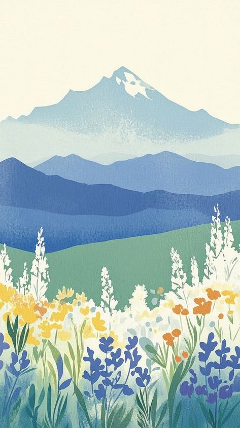 Sunset mountain wallpaper flowers illustration wildflowers. | free image by rawpixel.com / Ning Flower Field Background, Mountain Iphone Wallpaper, Iphone Wallpaper Mountains, Mountain Wildflowers, Field Background, Iphone Wallpaper Iphone, Sunrise Wallpaper, Mountain Background, Mountain Landscapes