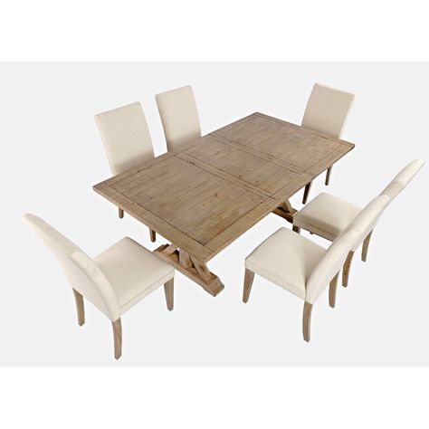 Sand & Stable Averie Extendable Pine Solid Wood Dining Set & Reviews | Wayfair.ca Light Brown Table, Farmhouse Flair, Wood Table Bases, Solid Wood Dining Set, Unique Farmhouse, Corner Design, Brown Table, Wayfair Furniture, Kitchen Table Settings