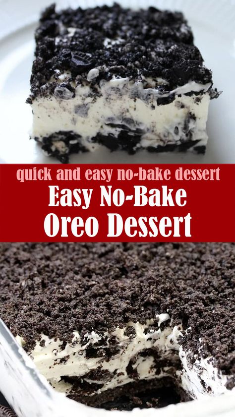 Quick & Easy No-Bake Oreo Dessert – Reserveamana Oreo Pudding Dessert, Oreo Fluff Dessert, Oreo Dessert Easy, No Bake Oreo Dessert, Cheap Desserts, Cool Whip Desserts, Oreo Desserts, Desserts With Few Ingredients, Oreo Dessert Recipes