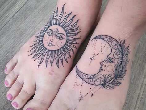 Sun And Moon Tattoo Meaning, Sun Moon Tattoos, Moon Tattoo Meaning, Sun Tattoo Meaning, Realistic Moon Tattoo, Small Wave Tattoo, Moon Sun Tattoo, Sun And Moon Tattoo, Tattoo Moon