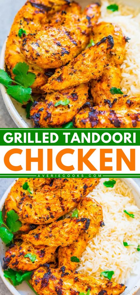 Turn to this summer dinner recipe for authentic Indian food! Your summer grilling ideas must have this easy tandoori chicken. Everyone will love this tender and super juicy grilled chicken with so much flavor! Indian Grilled Chicken, Tumeric Chicken Recipes Healthy, Turmeric Chicken Recipes, Indian Chicken Marinade, Easy Indian Dishes, Chicken Tandoori Recipe, Easy Indian Food Recipes, Easy Indian Food, Indian Entree