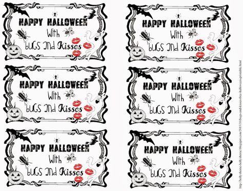 HollysHome Family Life: Bugs and Kisses - a Free Halloween Printable Bugs And Kisses Free Printable, Halloween Bugs, Bugs And Kisses, Mason Jar Pumpkin, November Ideas, Kiss Gift, Idea For Halloween, Hershey's Kisses, Halloween Preschool