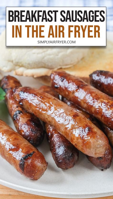 Looking to make air fryer breakfast sausages? It's super easy to make crispy sausage links for breakfast in the air fryer - here's how! Air Fryer Breakfast Sausage Links, Air Fryer Breakfast Sausage, Raw Breakfast, Breakfast Sausage Links, Freeze Pancakes, Sausage Links, Cooking Bacon, Sausage Patty, Homemade Pancakes