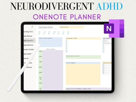 Onenote ADHD Planner Onenote Adhd Planner Adult Productivity Planner One Note  ipadplannertemplate #faithplanner #monthlyplannerprintabletemplates #dailymealplanner⌨️. Microsoft Planner Templates, One Note Templates For Work, Free One Note Templates, Onenote Templates Free, Onenote Planner Templates Free, One Note Organization Work, One Note Digital Planner, One Note Planner, Microsoft Onenote Templates