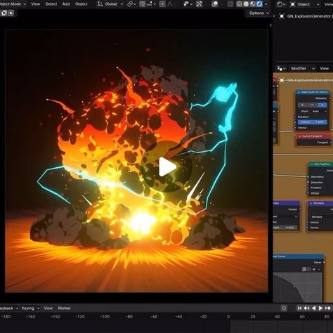 80 Level on Instagram: "VFX Artist @8x642, Hiroshi Kanazawa, unveiled a new stylized 3D explosion created using Blender’s Geometry Nodes. . See more of Hiroshi’s mind-blowing projects: https://80.lv/articles/check-out-a-mesmerizing-stylized-explosion-made-with-blender/ . Want to get noticed? Register on our Talent platform and publish a portfolio page to get featured 80lv.pro/join . . . . . #80lvtalent #3d #3dart #stylized #stylizedart #blender #blender3d #b3d #blendercommunity #geometrynodes #anime #animeart #npr #blenderart #blenderartist #blenderrender #blenderanimation #geonodes" Vfx Explosion, Anime Explosion, Geometry Nodes, Blender 3d Animation, Stylized 3d, Game Effect, Kanazawa, Drawing Videos, Blender 3d