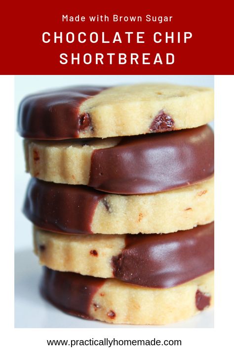 Chocolate Chip Shortbread, Cookies Shortbread, Cookies Chocolate Chip, Chocolate Chip Shortbread Cookies, Dipped Cookies, Shortbread Cookie Recipe, Shortbread Recipes, Cookies Chocolate, Easy Cookie Recipes