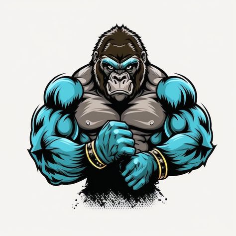 King Kong Illustration, Gorilla Logo Design, Gorilla Cartoon, Gorilla Illustration, Gorilla Gym, Gorilla Logo, Angry Gorilla, Gorilla Art, Gerobak Dorong