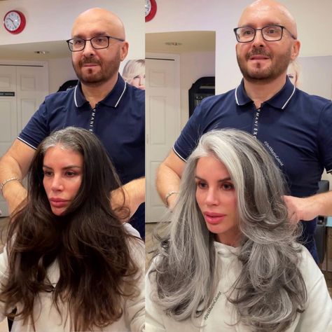 Amazing Gray, Granny Hair, Grey Hair Transformation, Grey Hair Inspiration, Beautiful Gray Hair, Grey Roots, Hair Concerns, Natural Gray Hair, Long Gray Hair