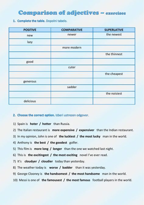 Adjective Of Comparison Worksheet, Adjectives Degrees Worksheet, Adjective Degrees Worksheet, Adjective Of Quantity Worksheet, Degree Of Comparison Worksheets, Degrees Of Adjectives Worksheets, Adjectives Degrees Of Comparison, Degrees Of Comparison Worksheets, Degrees Of Adjectives