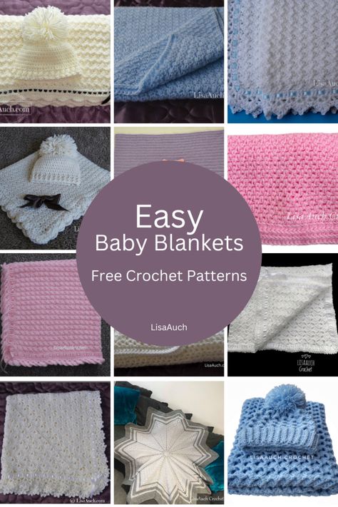 Easy crochet baby blankets with free patterns Easy Crochet Baby Blanket Free Pattern, Crochet Baby Blanket Sizes, Crochet Baby Blankets, Baby Blanket Crochet Pattern Easy, Baby Hat Free Pattern, Baby Afghan Crochet Patterns, Crochet Baby Booties Pattern, Crochet Baby Blanket Free Pattern