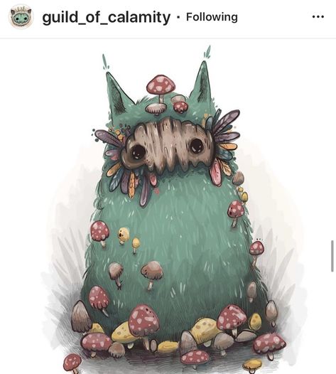 Guild Of Calamity Art, Mushroom Creature Art, Nature Character Design, Stephanie Bayles, Guild Of Calamity, Mushroom Creature, Drawing Procreate, Mushroom Drawing, Drawing Examples