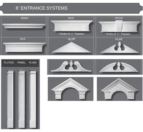 Exterior Door Surround Pilaster & Pediments | Maryland Front Door Pediment, Colonial Front Door, Door Pediment, Exterior Door Frame, Exterior Door Trim, Green Exterior House Colors, Window Trim Exterior, Farmhouse Renovation, Front Porch Design