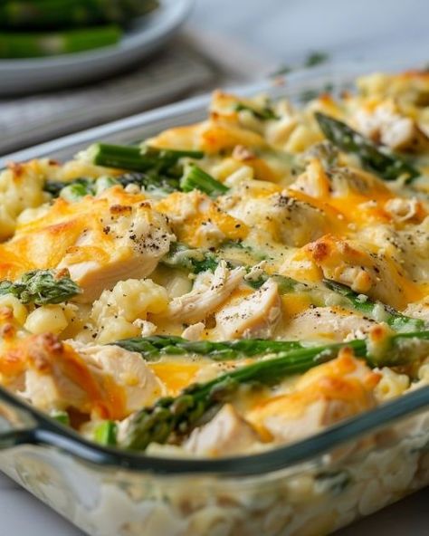 'Hobo Casserole' might be its name, but watch as your hubby lines up for more! Blend Of The Bayou Casserole, Chicken Asparagus Casserole, Tasty Casseroles, Turkey Casseroles, Hobo Casserole, Cooktop Cove, Chicken Casserole Recipes Healthy, Asparagus Chicken, Best Chicken Casserole