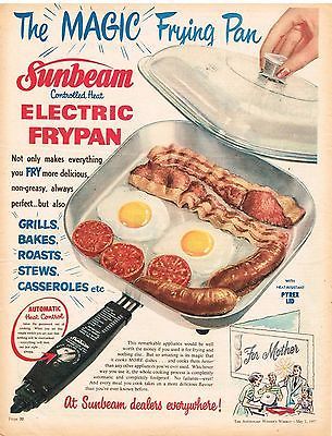 Original SUNBEAM AD FRYPAN 1950s Australian Vintage Print Advertising SSV Vintage Food Posters, Food Posters, Australian Vintage, Vintage Appliances, Retro Food, Food Ads, Retro Advertising, Vintage Food, Retro Ads