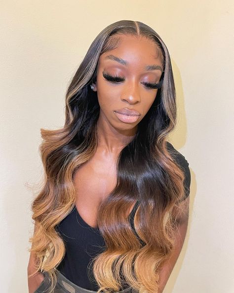 Black Wig With Blonde Streaks, Black Wig With Blonde Highlights, Brown Highlight Wig, Wig With Blonde Highlights, Wig Tutorials, Black To Blonde Hair, Highlight Wig, Wig Brown, Braided Hairstyles For Black Women Cornrows