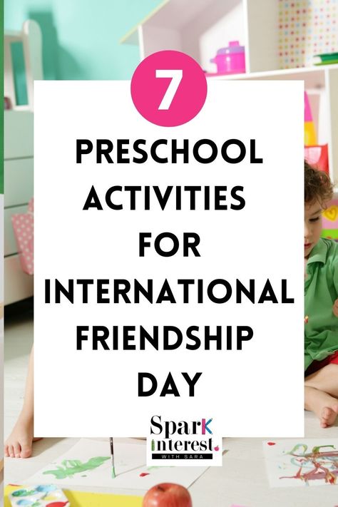 International Friendship Day is a fun way to bring friendship activities into your preschool classroom. Here are 7 awesome preschool friendly activities your students will love! Click on the link to learn more! Friendship Day Activity For Preschool, Friendship Day Preschool Ideas, International Friendship Day Activities, Friendship Day Celebration In Preschool, Friendship Day Ideas Activities, Friendship Ideas For Preschoolers, Friendship Day Activities For Preschool, Friendship Dramatic Play Preschool, Pre K Friendship Activities