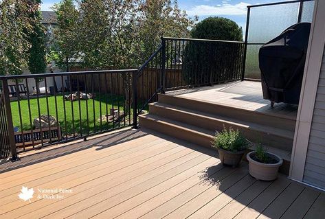 Coconut Husk Timbertech, Cedar Deck, Coconut Husk, Deck Projects, Deck Builders, Cool Deck, Aluminum Railing, Privacy Glass, New Deck