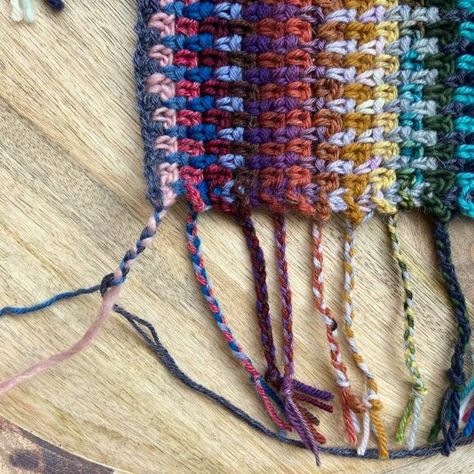 Experimenting with Color: Make a Scrappy Scarf | Creative Crochet Corner Scrap Scarf Crochet, Scrappy Scarf, Wearable Crochet, Scrap Crochet, Scrap Yarn Crochet, Mandala Yarn, Crochet Dreams, Light Worsted Weight Yarn, Fall Crochet