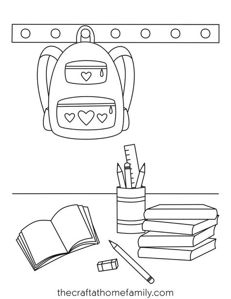 Need an easy activity to help get your kids excited about school? These free printable back-to-school coloring pages could be just what you’re looking for. These cute hand-drawn coloring sheets feature lots of school-themed objects like school supplies and a school bus… and they’re totally free to download! Coloring worksheets about school are a great way to get kids excited about school things and first day of school, whether they are in preschool, kindergarten, 1st, 2nd, 3rd, 4th or 5th grade. Classroom Things Worksheet, Back To School Colouring Pages, Things To Draw For Teachers, School Things Drawing, Things In The Classroom Worksheet, School Things Worksheet For Kids, School Coloring Pages Free Printable, School Things Worksheet, School Supplies Coloring Pages