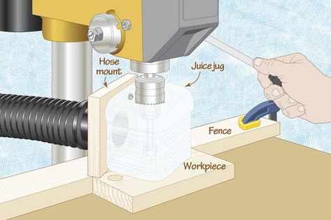 Dirt-simple dust shroud corrals drill-press mess | WOOD Magazine Dust Collection Diy, Dust Collector Diy, Drill Press Table, Dust Collection System, Forstner Bit, Shop Vacuum, Wood Magazine, Drill Presses, Pocket Hole Jig