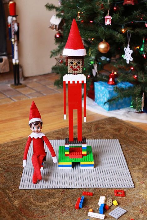 34 of the Most Creative Elf on the Shelf Ideas via Brit + Co.http://www.brit.co/creative-elf-on-the-shelf-ideas/ Elf On The Shelves, Elf Stuff, Elf Shenanigans, Lego Decorations, Elf Magic, Awesome Elf On The Shelf Ideas, Lego Christmas, Xmas Elf, Elf Antics