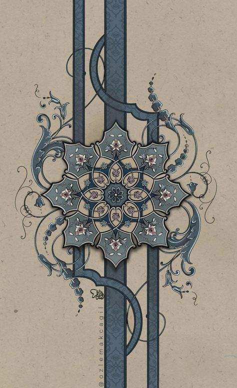 Tezhip Art Pattern, Islamic Motifs Pattern, Islamic Motifs Design, Tazhib Persian Pattern, Iranian Art Pattern, Persian Art Pattern, Islamic Elements, Islamic Motifs, Persian Calligraphy Art