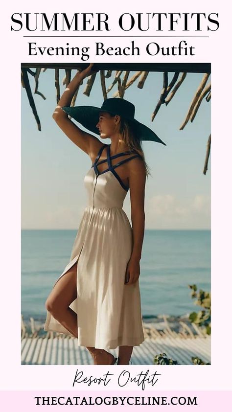 Elegant Beach Outfits Women, Luxe Vacation Outfits, Resort Beach Wear, Caribbean Resort Outfits, Evening Beach Outfit, Summer Outfits Evening, Resort Chic Attire, Caribbean Vacation Outfit Ideas, Resort Dinner Outfit