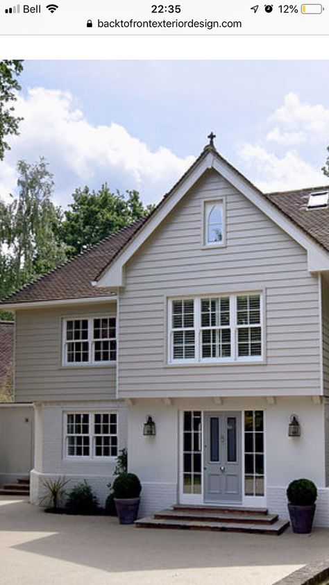 Cream Cladding Exterior, Federation Exterior Paint Colours, White Rendered House Exterior Uk, Cladding House Exterior Uk, Cream Rendered House Exterior Uk, New England Exterior, Coastal Exterior, Exterior House Renovation, Exterior House Remodel