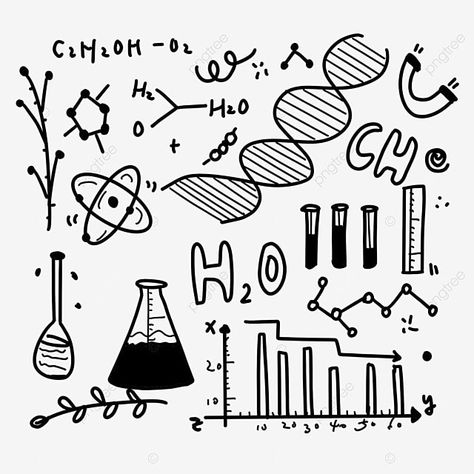 Drawing Chemistry, Doodles Cat, Chemistry Drawing, Education Drawing, Science Drawing, Science Doodles, Science Clipart, Chemistry Art, Science Icons