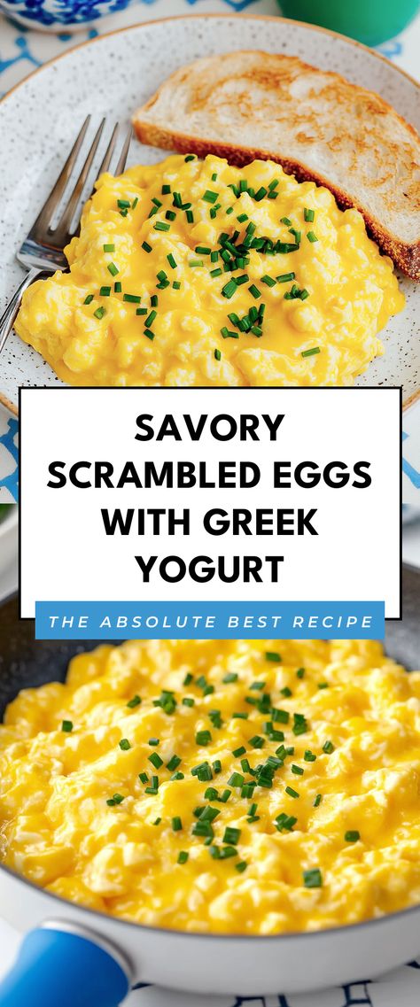 Image for Savory Scrambled Eggs with Greek Yogurt Egg And Yogurt Breakfast, Scrambled Eggs With Greek Yogurt, Greek Yogurt Scrambled Eggs, Traditional Greek Breakfast Recipes, Greek Yogurt Breakfast Recipes, Eggs With Greek Yogurt, Greek Breakfast Recipes, Best Scrambled Eggs Recipe, Greek Yogurt Recipes Breakfast