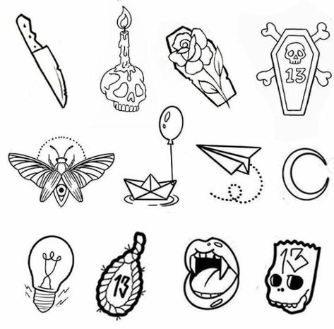 Flash Art Tattoos, Tattoo Stencil Designs, Dollar Tattoo, Cream Tattoo, Friday The 13th Tattoo, Art Flash, 13 Tattoos, Stick N Poke, Handpoke Tattoo