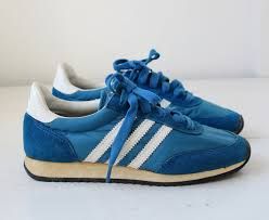 Blue Suede Adidas.  I don't know about your schools, but at mine?  This exact style and color of sneakers were extremely popular! 1970s Clothes, 80s Items, Vintage Sneakers, Vintage Memory, Heel Caps, White Heels, Gym Shoes, Blue Sneakers, Sweet Memories