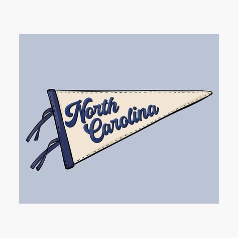 Get my art printed on awesome products. Support me at Redbubble #RBandME: https://www.redbubble.com/i/photographic-print/Vintage-North-Carolina-Pennant-Flag-by-alexnoellejones/164751157.6Q0TX?asc=u North Carolina Outline, College Banner, North Carolina Flag, North Carolina Colleges, Carolina Do Norte, Computer Stickers, Collage Pieces, Army Brat, Carolina Girl