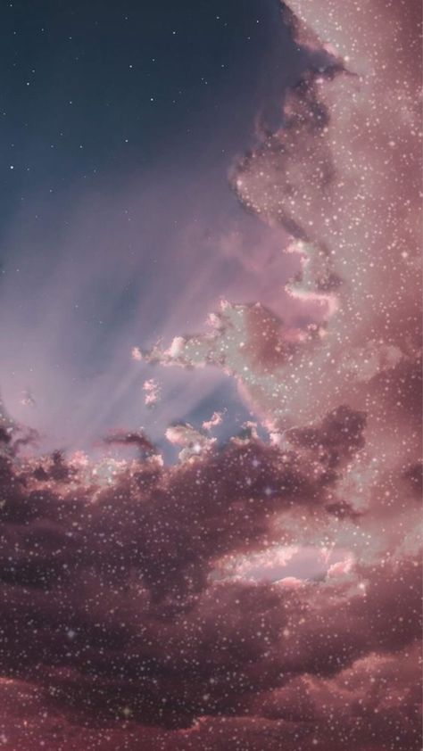 Pastel Starry Night, Pink Night Wallpaper, Clouds Edit, Starry Night Wallpaper, Night Wallpaper, Pastel Clouds, Pretty Landscapes, Pink Pastel, Iphone Background Wallpaper