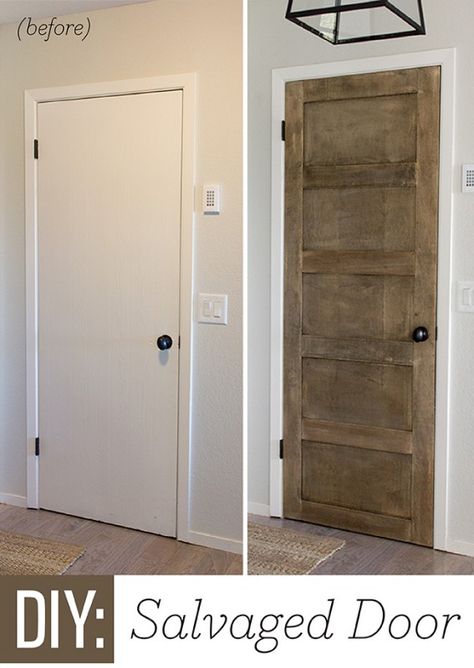 Turn a Plain Door into a 5 Panel Door by Jenna Sue Design Co featured on @Remodelaholic 5 Panel Doors, Salvaged Door, Hantverk Diy, Jenna Sue, Hollow Core Doors, Design Blogs, Ideas Hogar, Diy Makeover, Door Makeover