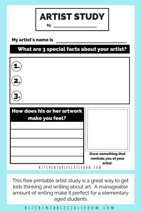 Studying great artists is an easy way to connect art vocabulary, art history, & personal connections to artwork. Get your free artist study worksheets! Art Vocabulary, Art History Timeline, Visual Vocabulary, Art Analysis, Art History Major, Art Docent, Art Critique, Art Handouts, Art History Lessons