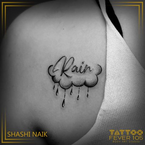 Cloud Woman Tattoo, Rain Tatoos Ideas, Rain Tattoos For Women, Rain Umbrella Tattoo, Raindrop Tattoo Water Droplets, Rain Clouds Tattoo, Rain Drop Tattoo Ideas, When Skies Are Grey Tattoo, Rainy Cloud Tattoo