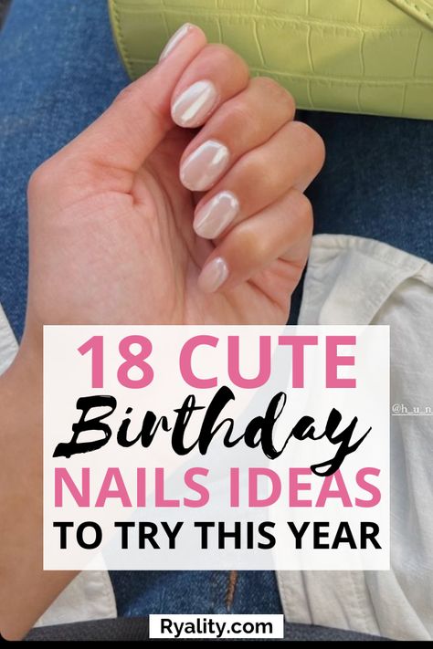 omg I love these birthday nail set ideas! I am definitely saving this for when my bday comes up Minimalist Nails Birthday, Birthday Dipped Nails, 50th Bday Nails, Birthday Fingernail Designs, Trendy Nails Birthday, Nails To Get For Your Birthday, Birthday Nails Short Round, Short Nail Birthday Designs, Birthday Autumn Nails