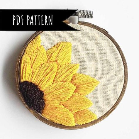 Cross Stitch Sunflower, Sulaman Pita, Diy Sy, Floral Embroidery Patterns, Pola Sulam, Simple Embroidery, 자수 디자인, Hand Embroidery Pattern, Hand Embroidery Art