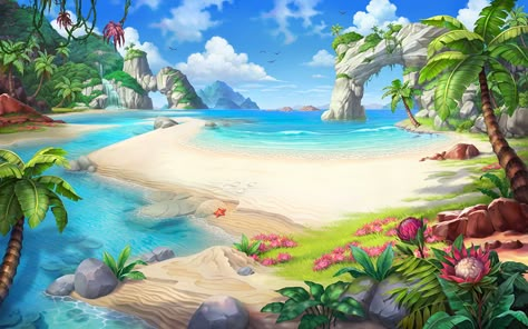 Aleksandra Chelysheva on Behance Beach Concept Art, Jungle Reference, Casual Illustration, Calm Scenery, Infographic Background, Visual Design Ideas, Sea Restaurant, Jungle Background, Map Game