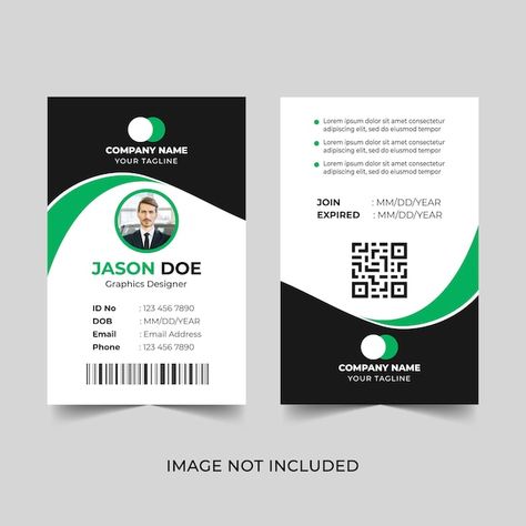 General business id card template design | Premium Vector #Freepik #vector #corporate-id #identification-card #work-card #employee-id Identity Card Template, Employee Id Card, Employees Card, Corporate Id, Id Card Template, Graphics Designer, Ms Word, Company Names, Card Template