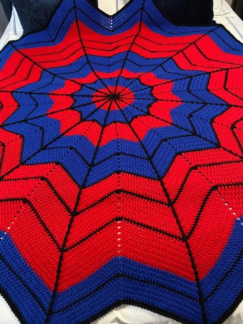 Superhero Dream Catcher Afghan - Stitch ‘n Frog. Crocheted by me 9/18/2021. Spider Man Crochet Blanket, Spiderman Crochet Blanket, Crochet Miles Morales, Afghan Stitch, Crochet Butterfly, Knitted Afghans, Crochet Inspo, Crochet Items, Crochet Blankets