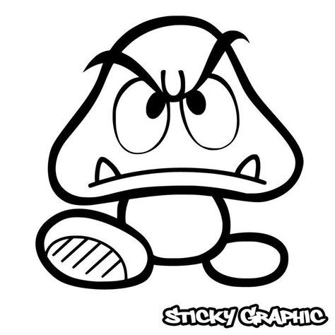 Mario Goomba, Super Mario Tattoo, Mario Tattoo, Super Mario Coloring Pages, Cool Stencils, Mario Coloring Pages, Sketch Tattoo Design, Graffiti Characters, Silhouette Stencil