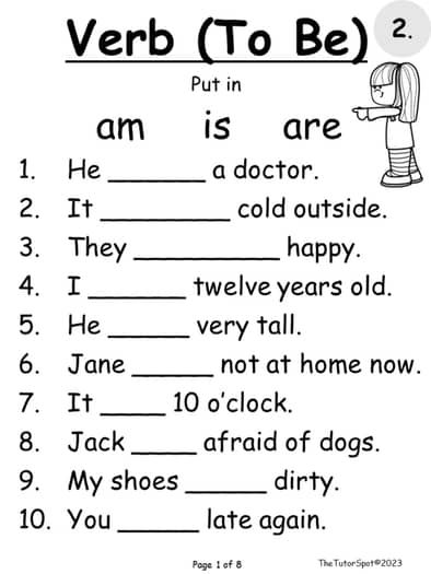 Sentence Building - Verb To Be Worksheets (Parts of Speech) by The Tutor Spot Verbs To Be Worksheet, To Be Verbs Worksheet, Am Is Are, Verb To Be Worksheets For Kids, Am Is Are Worksheets, Is Am Are Worksheets, Verb To Be Worksheets, To Be Worksheet, Kindergarten Grammar Worksheets