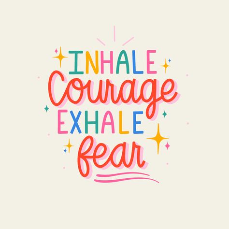 #handlettering #digitallettering #positiveaffirmation Motivational Quotes Positive Poster, Work Motivational Quotes Positive, Positive Work Quotes, Inspiring Quotes For Kids, Self Affirmation Quotes, Colorful Inspirational Quotes, Positivity Posters, Kids Inspirational Quotes, Inhale Courage Exhale Fear