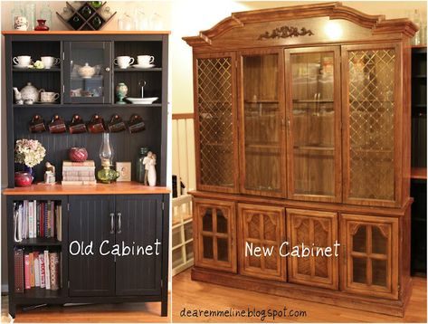 China Cabinet Turned Farmhouse Style Pantry Cabinet As Pantry, China Cabinet Into Pantry, Cabinet Into Pantry, China Cabinet Pantry, Pantry Luxury, Farmhouse Style Pantry, Stand Alone Kitchen Pantry, China Cabinet Redo, Formal Dining Room Sets