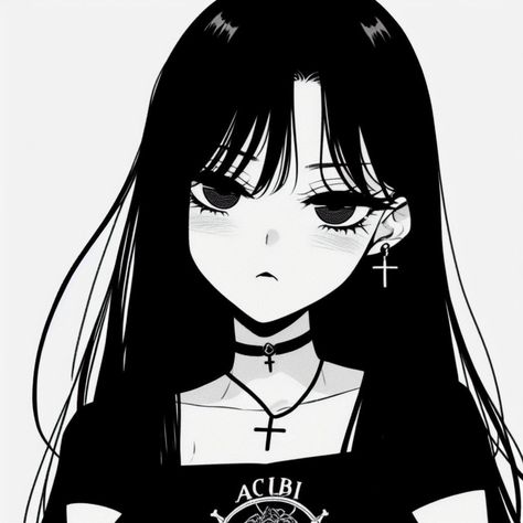 Anime girl, black hair, cross necklace, anime girl pfp, manhwa girl, aesthetic pfp, anime girl icon, black icon, black aesthetic Black Hair Anime Pfp Female, Anime Girlies Pfp Black Long Hair, Black Hair Anime Woman Pfp, Black Hair Anime Girlie, Black Hair Anime Girlicon, Anime Black Hair Pfp, Black Haired Girl Drawing, Black Hair Manhwa Girl, Black Haired Girl Pfp